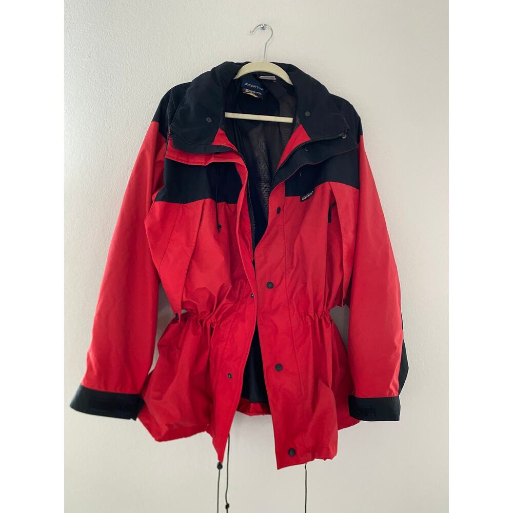 Vintage Campmor Sportif GORETEX Red & Black Hooded Windbreaker Jacket Retro